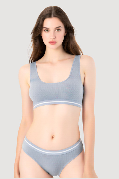 Pearlune Kadın Fitilli Bralet & Külot Alt Üst İç Giyim Takımı - %95 Pamuklu Y...