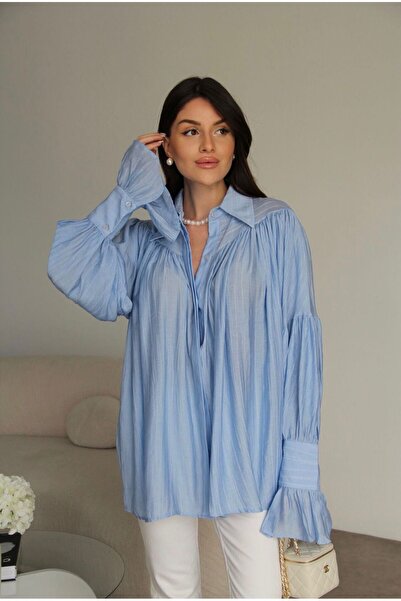 Paraf style Premium Textured Oversize Shirt with Drawstring and Sleeve Detailing