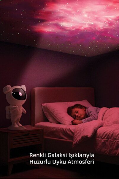 Piranha Astronot Galaksi Projektör Kumandalı Gece Lambası Yıldız Ve Samanyolu...