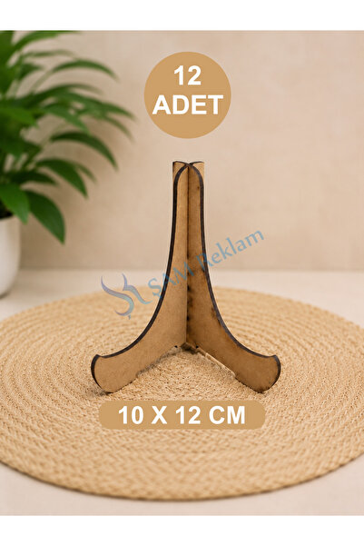 şamaksesuar 12Pcs Wooden Frame Plate Leg Stand Exhibition Foot Raw Color