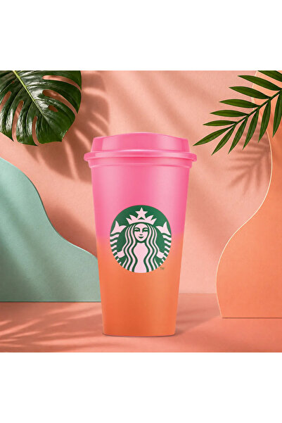 Starbucks Tropik Renk Geçişli Reusable Yeniden Kullanılabilir Sıcak İçecek Bardağı 473ml