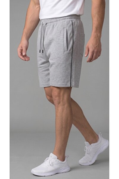 Leopars Men's Gray Color Shorts with Back Pockets, Side Piping and Zippered F...