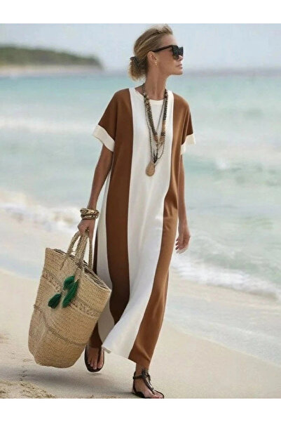 Generic Brand Women's Short Sleeve Crew Neck Long Single Jersey Dress