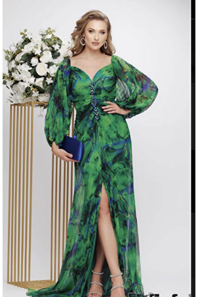 Sienna Fashion Rochie elegantă verde cu mâneci Molly