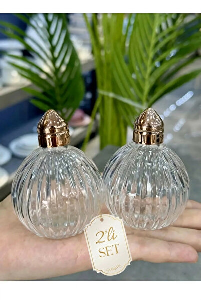 Priszizu Set of 2 Transparent Striped Glass Salt Shakers Decorative Tableware...