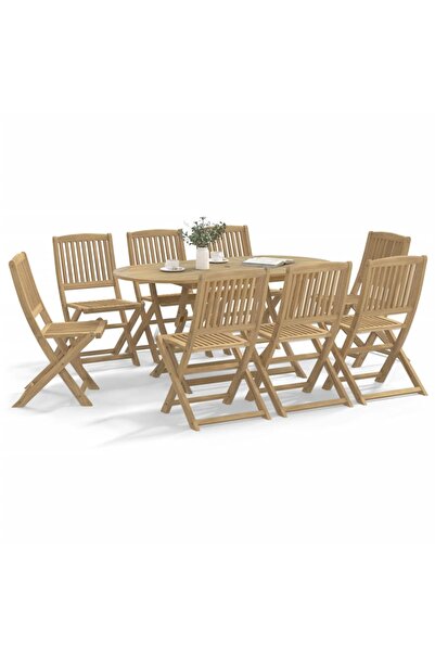 vidaxl Set mobilier de gradina, 9 piese, lemn masiv de acacia