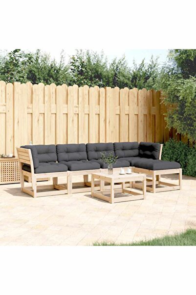 vidaxl Set canapele de gradina cu perne, 5 piese, lemn masiv de pin