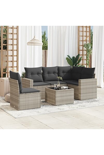 vidaxl Set canapele de gradina cu perne, 6 piese gri deschis poliratan