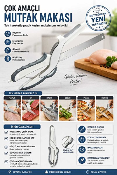 ASG 🔪   Multi-Purpose Kitchen Scissors & Knife Trimmer Blade Chicken, Meat, ...
