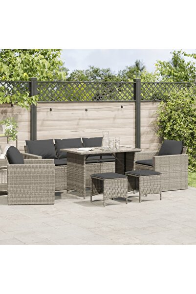 vidaxl Set canapele de gradina cu perne, 6 piese gri deschis poliratan