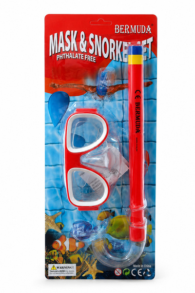 BERMUDA Dalış Gözlük Maske 14+ Şnorkel Seti 01 Kırmızı