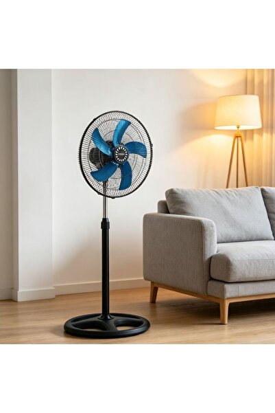 ART Floor Fan 18 Inch, 125 cm, 55W, with 5 Blue Blades and Height Adjustment
