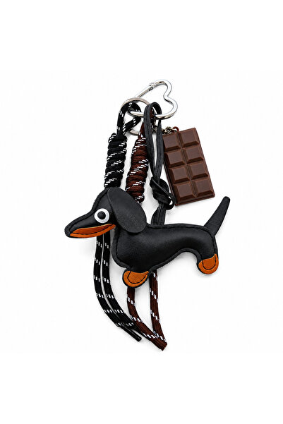 Hanori Accessory Dog Figured Chocolate Detailed Bag Charm & Keychain