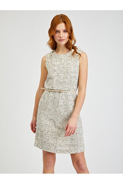 ORSAY Cream women's patterned dress with belt