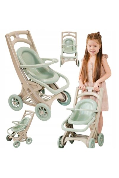 Doloni Carucior de papusi pentru copii Lounge Beige/Turquoise, colectia cu fi...