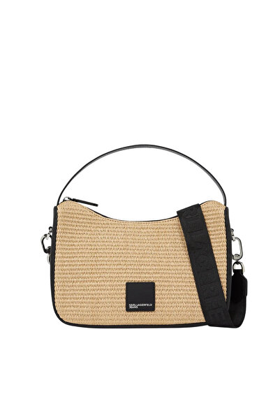 Karl Lagerfeld Γυναικεία Raffia Mini Hobo Τσάντα Εκρού Jeans B2W30115-106