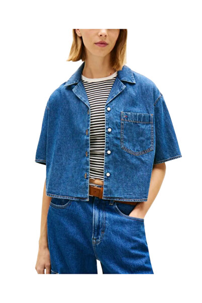 Tommy Hilfiger Γυναικείο Κοντομάνικο Πουκάμισο Μπλε Tommy Jeans DW0DW22216-1A5