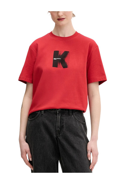 Karl Lagerfeld Γυναικείο T-shirt Κόκκινο Jeans B1W17055-1HC POMPEIAN RED