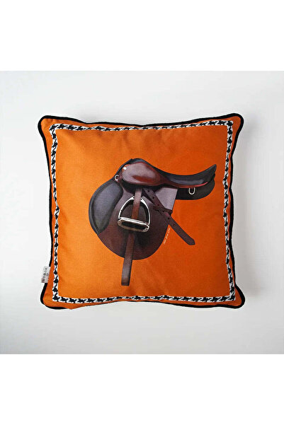 VİTELLİ Equestrian Orange Decorative Throw Pillow Cover 1 Piece 50X50 cm