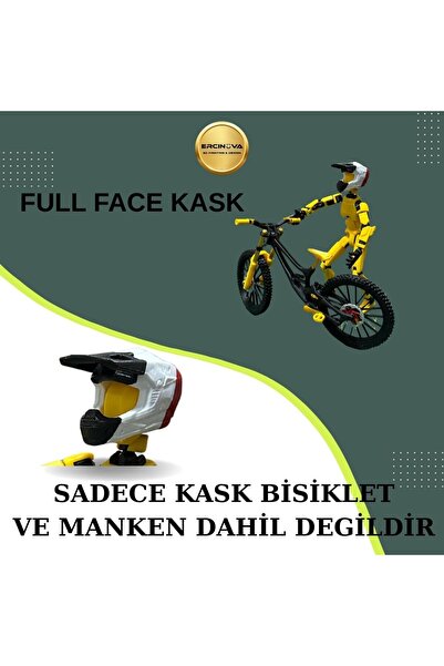 Downhill Minyatür Manken İçin Full Face Kask – Hareketli Bisiklet Figürü Uyumlu Dekor Aksesuarı