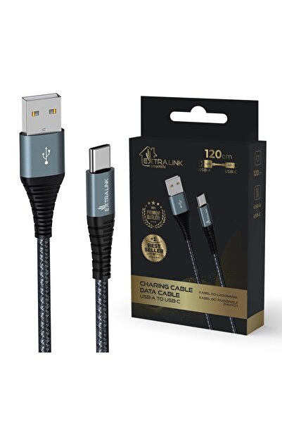 Extralink Cablu USB Tip-A la Tip-C Smart Life, Negru, 120cm