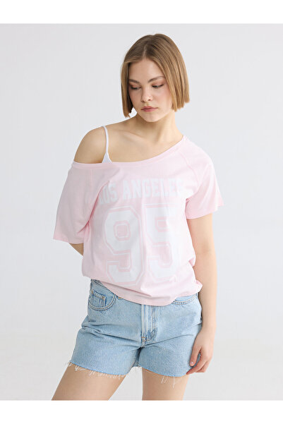LC Waikiki Tricou de damă cu decolteu tip barcă și imprimeu