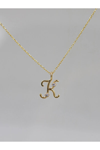 Reorah Collection Kişiye Özel Taşlı Harf 925 Gümüş Kolye-K Harfi
