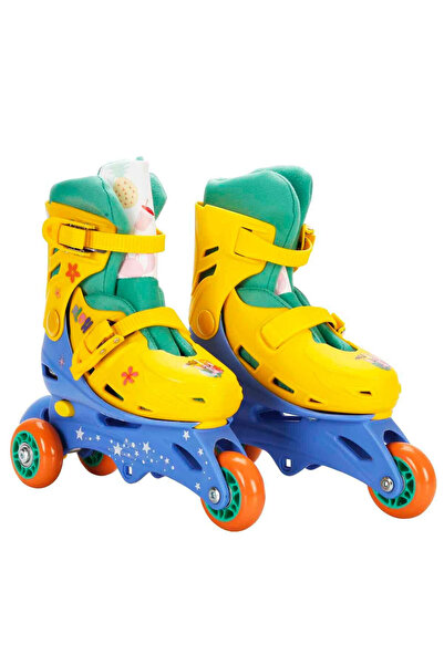 Feyza Oyuncak Stitch Inline 3-Wheel Roller Skates 29-32 Size Adjustable Orang...