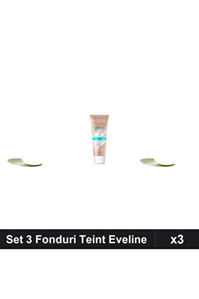 Makeup Set 3 Fonduri Teint Eveline CCC Magical 51, Bureti Make-up Soft Pudra,...