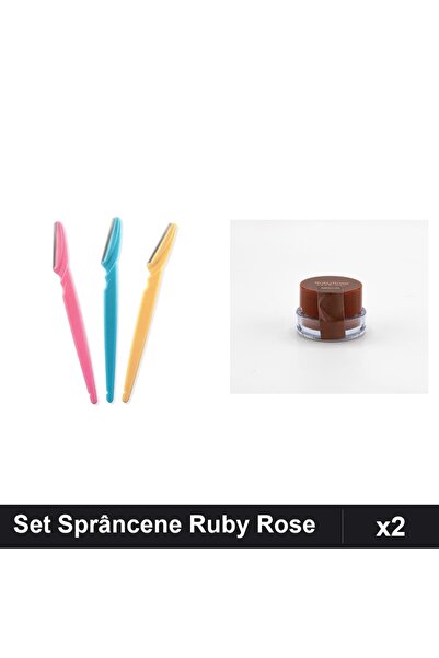 Makeup Set of 2 Eyebrows: 3 Folding Blades + Ruby Rose Gel Medium, Profession...