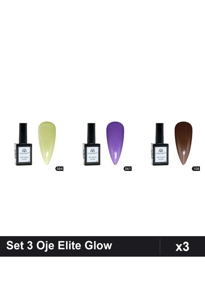 Makeup Set 3 Oje Semipermanente Global Fashion Elite Glow 15ml, Nuante 084 06...