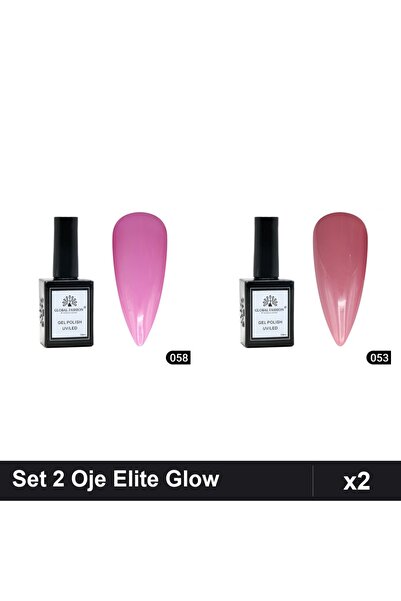 Makeup Set of 2 Global Fashion Elite Glow Semi-Permanent Nail Polish 15ml, Sh...
