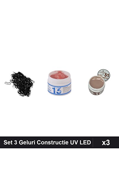 Makeup Set 3 Geluri Constructie UV LED FSM 15g Nuante 13 31, Elastice Par Sil...