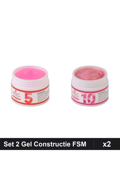Makeup Set 2 Gel Constructie UV LED FSM 15g, Nuante 05 10, Manichiura Profesi...