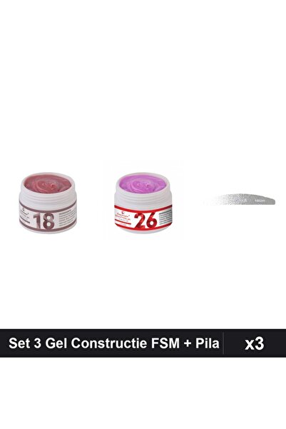 Makeup Set 3 Gel Constructie UV LED FSM 15g Nuante 18 26 cu Pila Emma 150/240