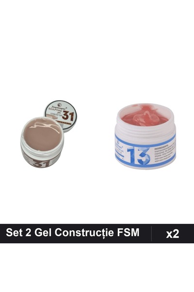 Makeup Set 2 Gel Construcție UV LED FSM 15g, Nuante 31 13, Manichiură Unghii ...