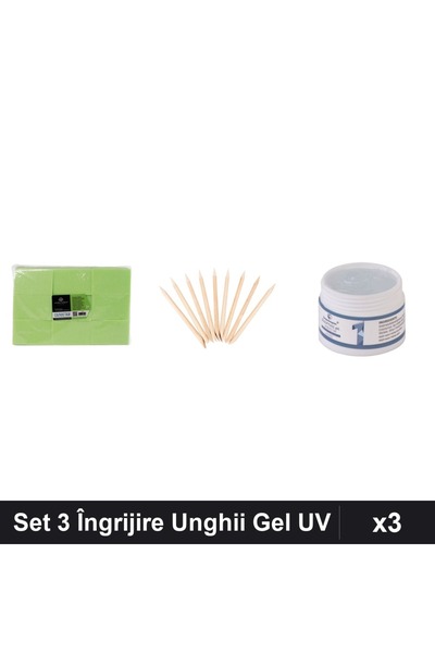 Makeup Set 3 Îngrijire Unghii, Gel Constructie UV LED 15g Transparent, Betiso...