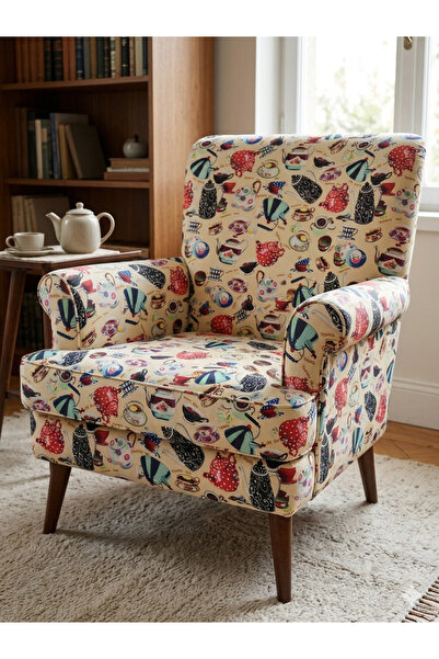 çataloğlu tekstil Nostalgic Tea Garden Pattern Upholstery Fabric Armchair Sof...