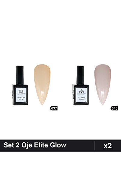 Makeup Set of 2 Global Fashion Elite Glow Semi-Permanent Nail Polish 15ml, Sh...