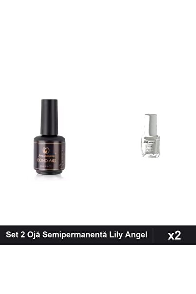 Makeup Set 2 Ojă Semipermanentă Lily Angel cu Bond Aid FSM, Stampilă Albă, Ma...