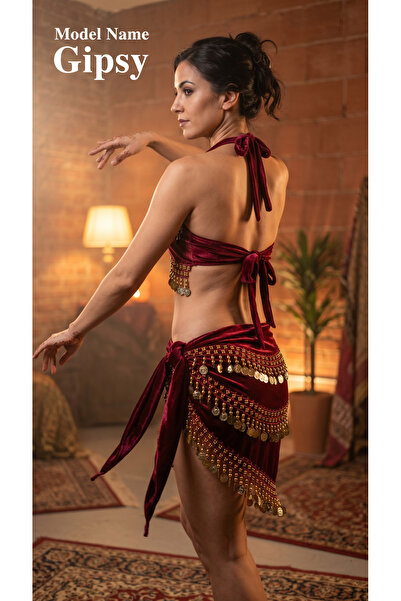 Generic Hand-made Oriental belly dance costume outfit of 2 pieces very smooth material for extra comfortable movement free size fit from small to Large