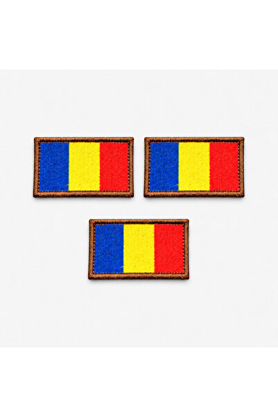 brodezcu Set 3 patch-uri brodate cu velcro, drapel România, albastru-galben-roșu