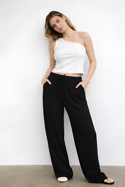 Fashion Friends Women's Canvas Trousers 26Y0608K1 Black