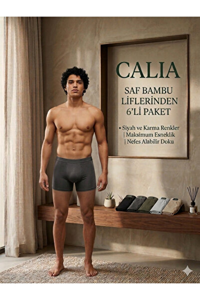 QULAT Calia 5'li Paket Erkek Bambu Boxer - Esnek ve Nefes Alabilir Rahat Kalı...