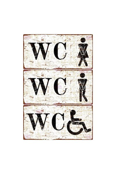 AYNED Print Vintage Wc Door Sign 10X20 cm – Antique Look Toilet Direction Sign