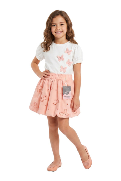 mycuess Girl's 2-Piece Set Butterfly Detailed T-Shirt Balloon Skirt 6-9 Years
