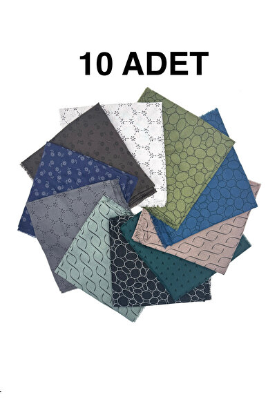 KONULGA 10'lu Paket Karışık Desen Desen Pigment Baskı Yazma Yumuşak Dokulu Eş...