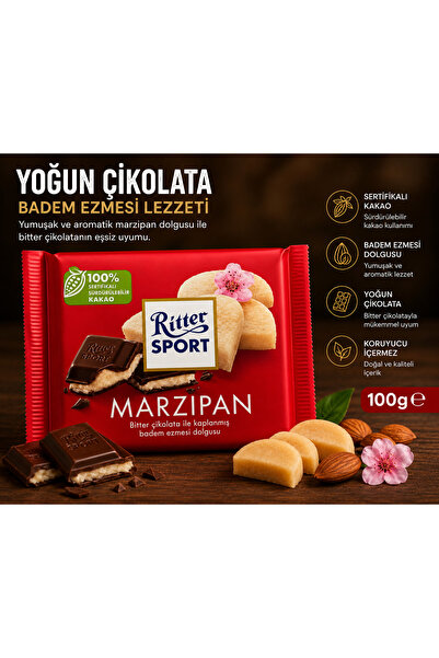 Ritter Badem Ezmesi Dolgulu Bitter Çikolata Premium Lezzet 100g