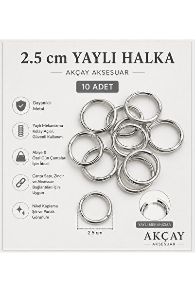 Akçay Aksesuar Spring Ring Gold 2.5 cm 10 Pieces