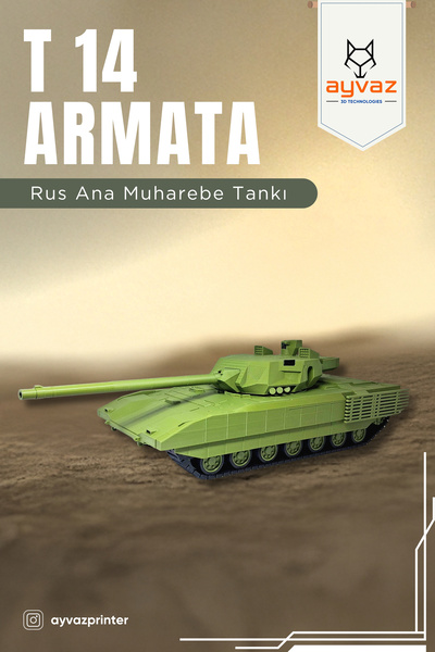 ayvazprinter T14 ARMATA 1/35 Ölçek, 10x25x9,5 cm Boyutlu, Hareketli Palet Sis...